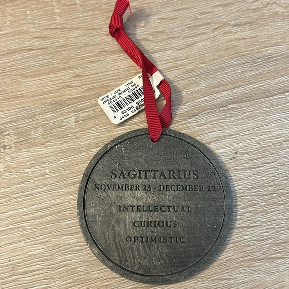 Astrology Sagittarius Pewter Metal Round Ornament with Ribbon for Hanging - Picture 2 of 5
